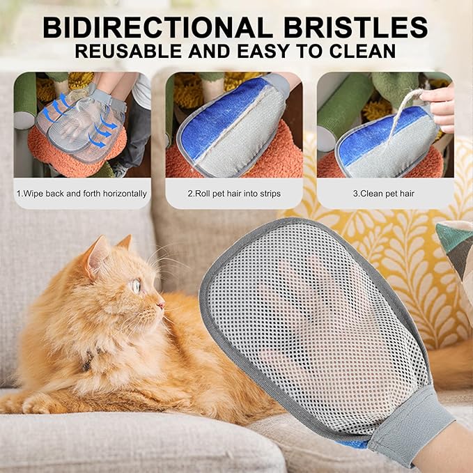 PetJoyHaven Pet Hair Removal Glove for Dogs & Cats, 2026 Newly Upgraded Electrostatic Animal Hair Removal Glove, Reusable Magic Brush for Clothing, Couch, Bed, Carpet, Car Seat, Furniture