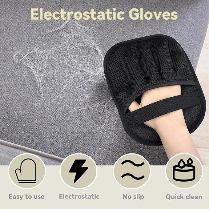 KENDINIX Valentines Day Gifts 2 Packs Pet Hair Removal Glove,Pet Hair Remover for Cat & Dog,New Upgraded Electrostatic Gloves Pet Hair,Reusable Electro Static Pet Hair Remover Electrostatic Gloves