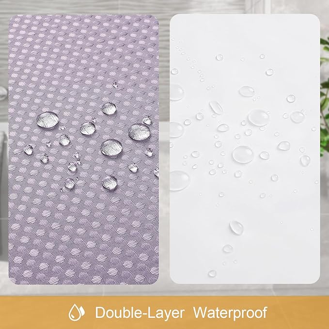 Craidlela 3 in 1 Extra Long Purple Shower Curtain Set-72 W x 84 H, Lavender Waffle and PEVA Liner Set with 12 Stainless Steel Hooks, Waterproof Fabric for Bathroom