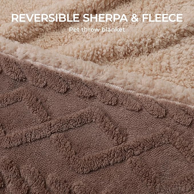 Luciphia Waterproof Pet Blanket, Liquid Pee Proof Dog Blankets for Sofa Bed Couch, Reversible Sherpa Fleece Furniture Protector Cover for Small Medium Large Dogs Cats,Khaki X-Large（85" x 57"）