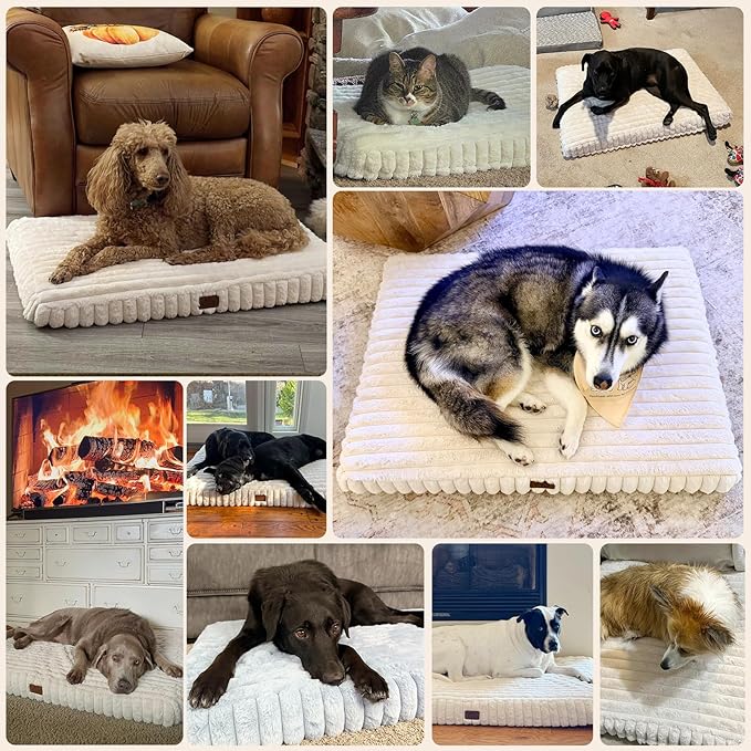 Orthopedic Dog Bed for Large Dog, Waterproof Pet Bed,Non-Slip Bottom and Egg-Crate Foam with Removable Washable Cover Crate Bed,Blue,36"x27"x3"