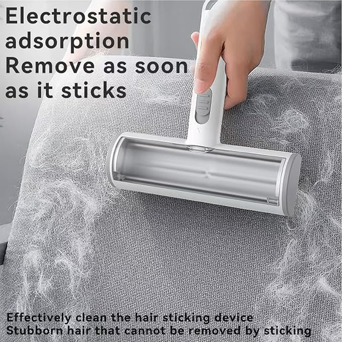 Rorodog Pet Hair Remover, Lint Brush- Reusable Lint Roller for Cat & Dog Hair on Couch, Carpet, Rugs & Bedding- Portable, Eco-Friendly, No Need for Lint Roller Refills (Gray & White)