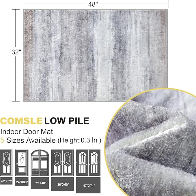 COMSLE Door Mat, Front Door Mat Indoor for Entrance Faux Wool Absorbent Non Slip Modern Throw Rug for Entryway Hallway Muddy Paws - Pet Friendly, 32x48 Inches,Brown Machine Washable