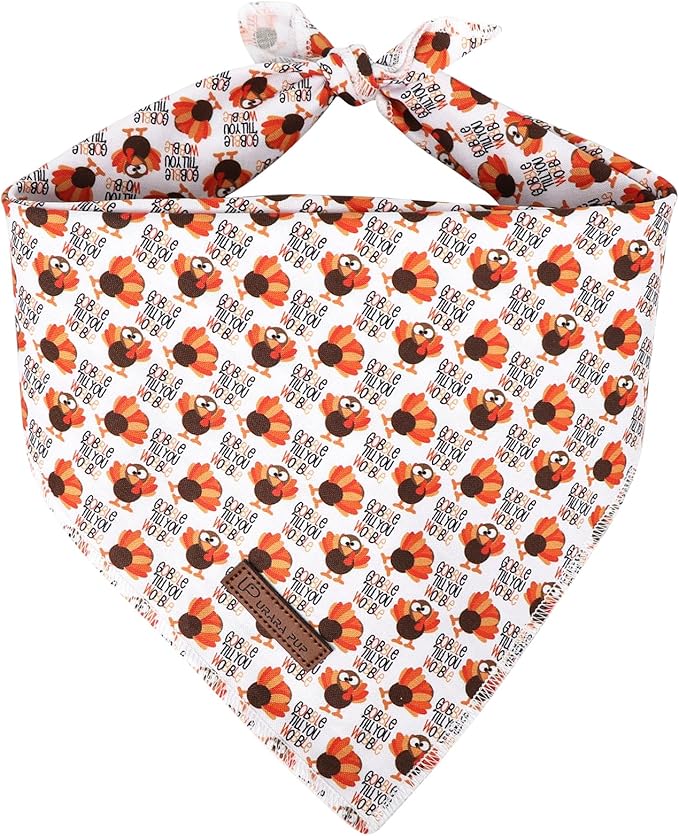 UP URARA PUP Thanksgiving Dog Bandana, Triangle Bid Scarf with Turkey Pattern, Cotton Pet Kerchief for Girl Boy Dogs or Cats, Cute Puppy Bandana, Fancy Thanksgiving Gifts for Dogs