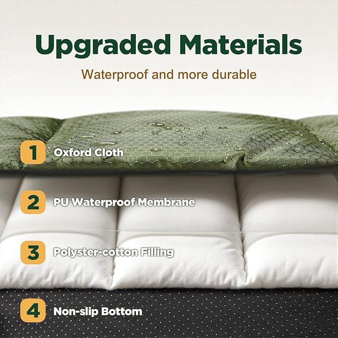 Gimars Upgraded Outdoor Dog Bed with Waterproof Film, Easy to Roll Up with Buckle, Large Travel Pet Bed for Medium & Large Dog, Portable, Foldable, Washable for Camping,Traveling
