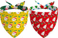 Christmas Dog Bandanas Reversible 2 Pack Small, Cute Santa Claus Xmas Tree Christmas Pet Bandanas Set Adjustable Triangle Winter Xmas Holiday Scarves for Small Medium Boy Girl Dogs