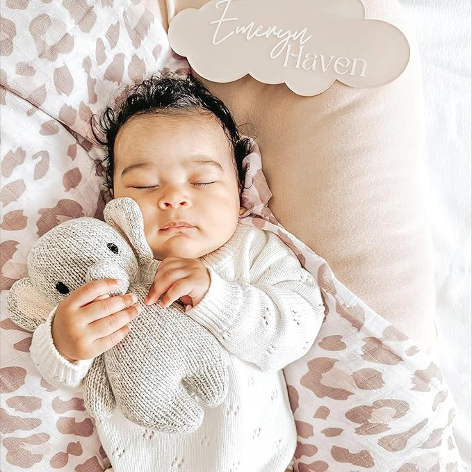 LifeTree Baby Muslin Swaddle Blankets Girl Newborn Receiving Blanket with Headband Bow Set Baby Blush Leopard Print Nursery Swaddle Wrap
