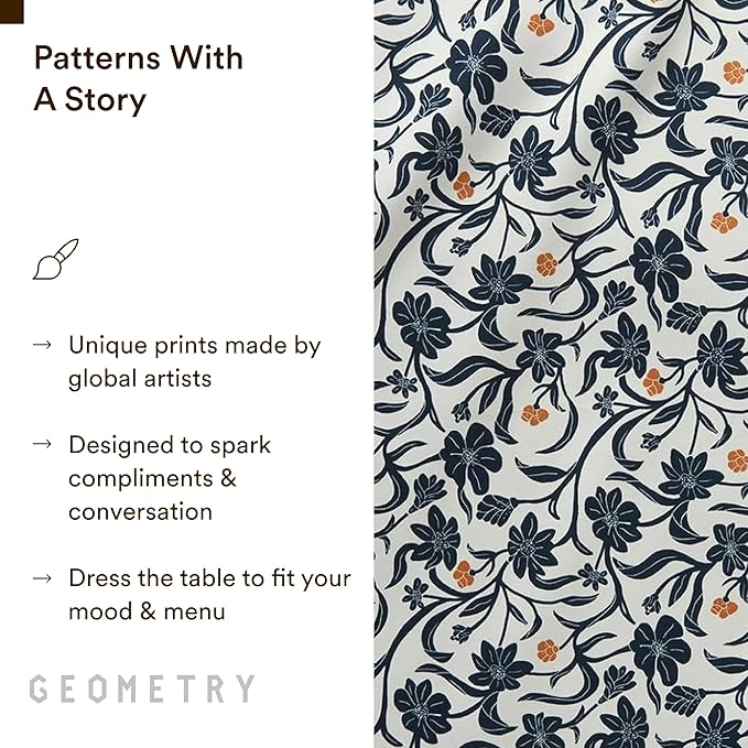 GEOMETRY Cloth Dinner Napkins - Quick-Dry, Ultra-Absorbent, Reusable Cloth Napkins for Dining & Entertaining - Christie Floral, 19" x 19" - 6-Pieces