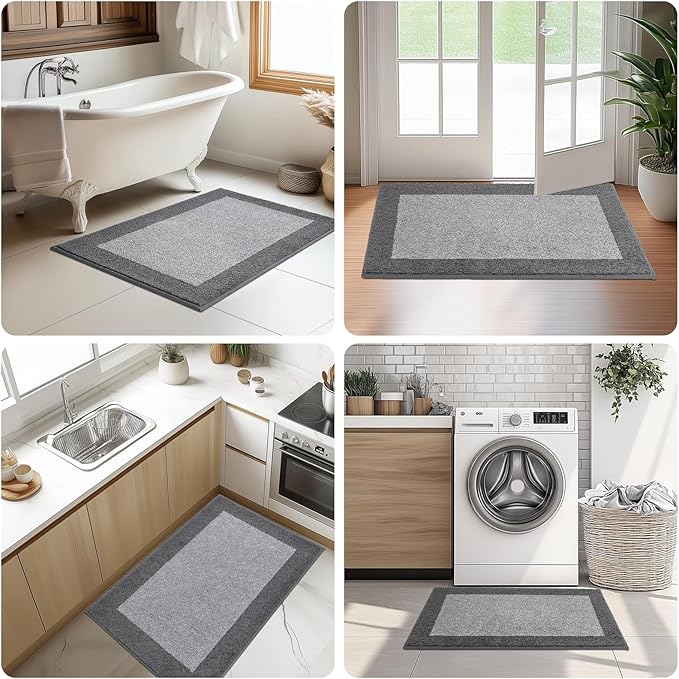 DOMUSTEX Machine Washable Kitchen Rug 24" x 36", Non Slip Kitchen Mat for Floor, Absorbent Entrance Throw Rug for Bedroom, Hallway, Bathroom, Door