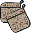 2 Pack Pot Holders for Kitchen Clearance, Cute Hot Pads, Funny Oven Pot Holders, Potholders Sets for Kitchen Heat Resistant Brown Boho Mushrooms