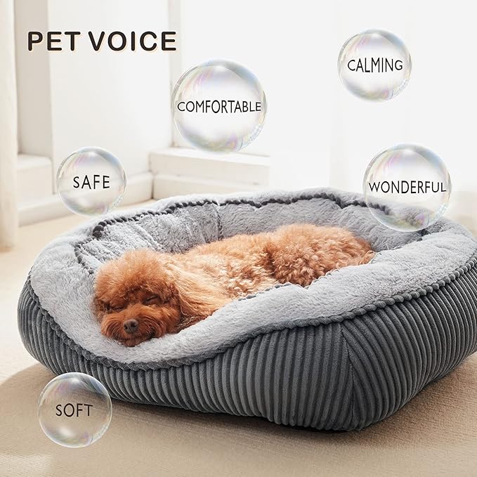 SIWA MARY Small Dog Beds for Small Dogs Cats, Washable Pet Bed, Cat Beds for Indoor Cats, Rectangle Soft Calming Sleeping Warming Puppy Bed with Anti-Slip Bottom(20"x19"x6")