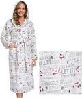 RONGTAI Womens Robes Plush Fleece Hooded Bathrobe Thick Nightgown with Pockets Fluffy Sleepwear