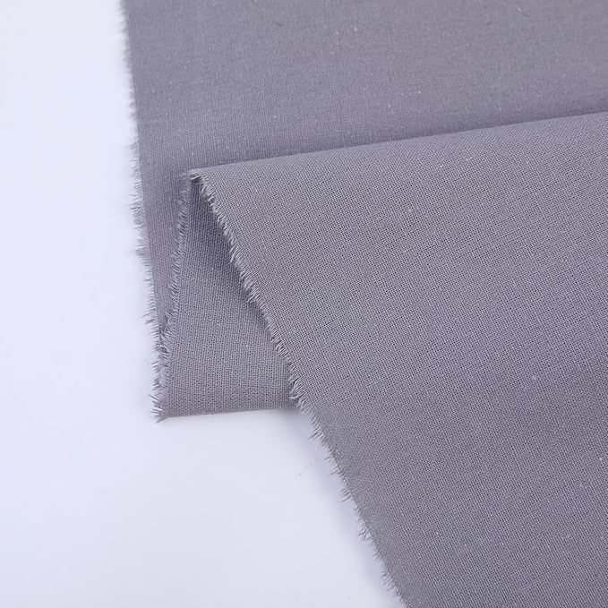 Cotton Fabric Natural Cotton Poplin Fabric by The Yard 100% Cotton, 59 Inches Wide Soft Embroidery Fabric Material for Quilting, Sewing, Crafts, Binding, Backing and Lining (Grey, 5 Yard)