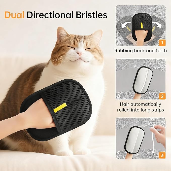 Electrostatic Pet Hair Remover Glove for Dogs & Cats, Magic Brush Pet Hair, Reusable Brush Pet Hair Removal Glove for Clothing, Couch, Carpet, Car Seat, Bedding