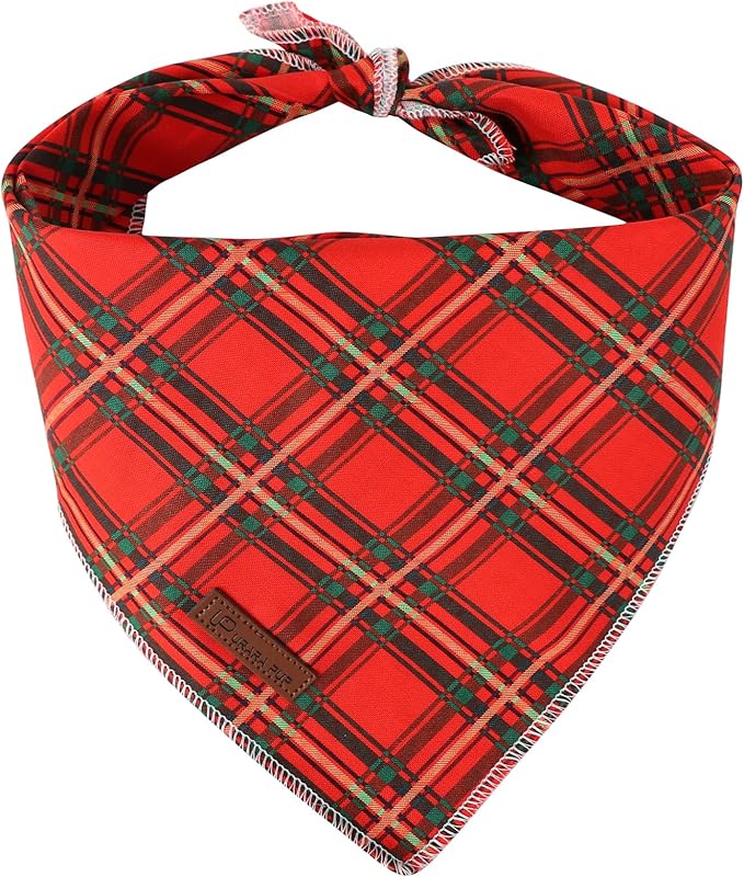 UP URARA PUP Christmas Dog Bandana, Christmas Red Plaid Man Triangle Bid Scarf for Girl Boy Dog, Cotton Pet Kerchief, Adjustable Winter Puppy Bandana for Small Medium Large Dogs Cats