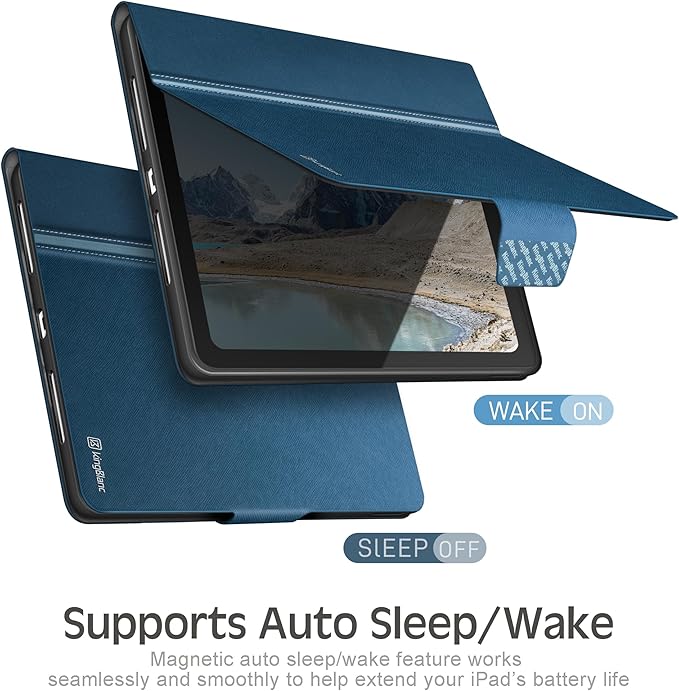 KingBlanc Case for iPad (A16) 11th Generation 11 Inch 2025, iPad 10th Gen 10.9 Inch 2022 with Pencil Holder, PU Leather Protective Cover, Auto Sleep/Wake, Viewing/Typing Angle, Magnetic Clasp, Blue