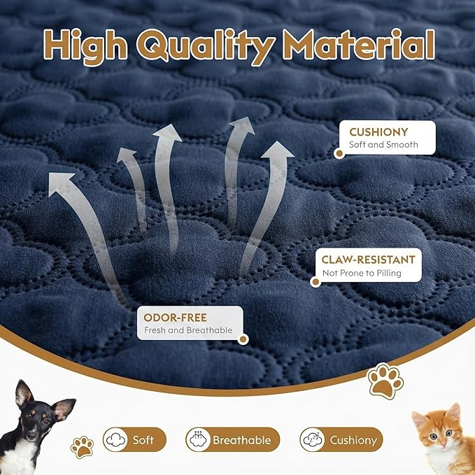 FunFurry Waterproof Dog Blanket, Couch Cover for Dogs Washable, Reversible Dog Bed Cover, Couch Furniture Protector. (Dark＆Light Blue, 30 X 70 Inch - 1 Pack)