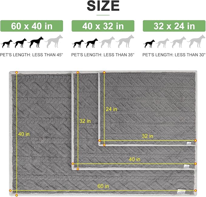 BEAUTYZOO Waterproof Dog Blankets for Medium Large Dogs Washable- Reversable Dog Blanket for Furniture, Sofa, Couch, Crate, Car- Soft Sherpa Dog Throw Plush Pet Bed Blanket Cat Puppy, 32"x40" Grey