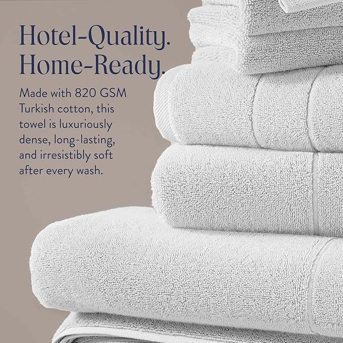 Brooklinen Super-Plush Turkish Cotton Bath Towels - Set of 2 - Cotton, 820 GSM, Highly Absorbent, Machine Washable, Perfect for Home & Bathroom (30" x 58", Solid White)