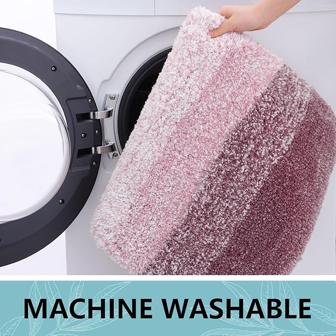 Arotive Microfiber Bathroom Rugs, Shaggy Soft and Absorbent Bath Rug, Non-Slip, Thick Plush Machine Washable Dry Bath Mats for Bathroom, Tub and Shower, 70x24, Mauve, Rectangular