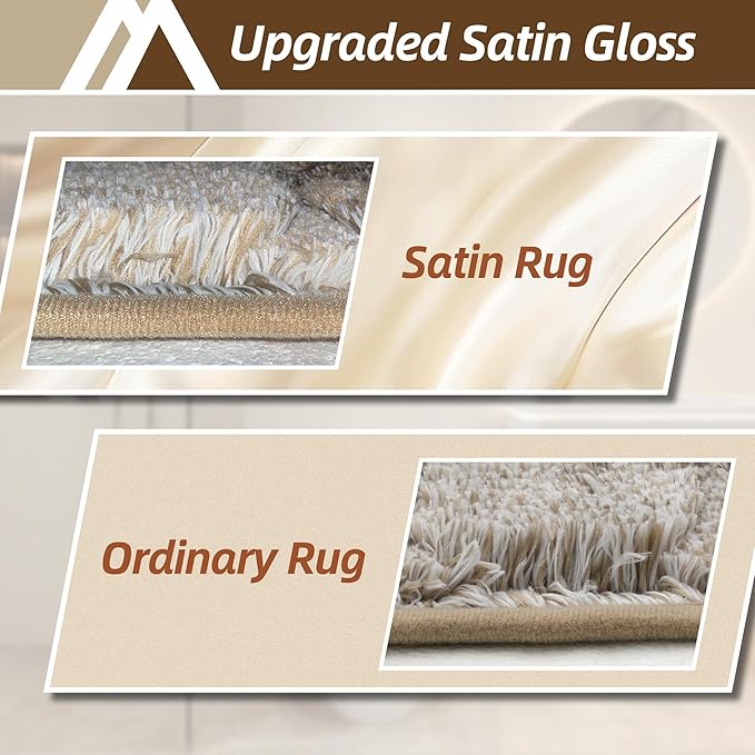 COSY HOMEER Bathroom Rugs 30"x20", Ultra Soft Absorbent Bath Mat with Non-Slip TPR Backing, Machine Washable Shaggy Rug for Bathroom Floor, Beige
