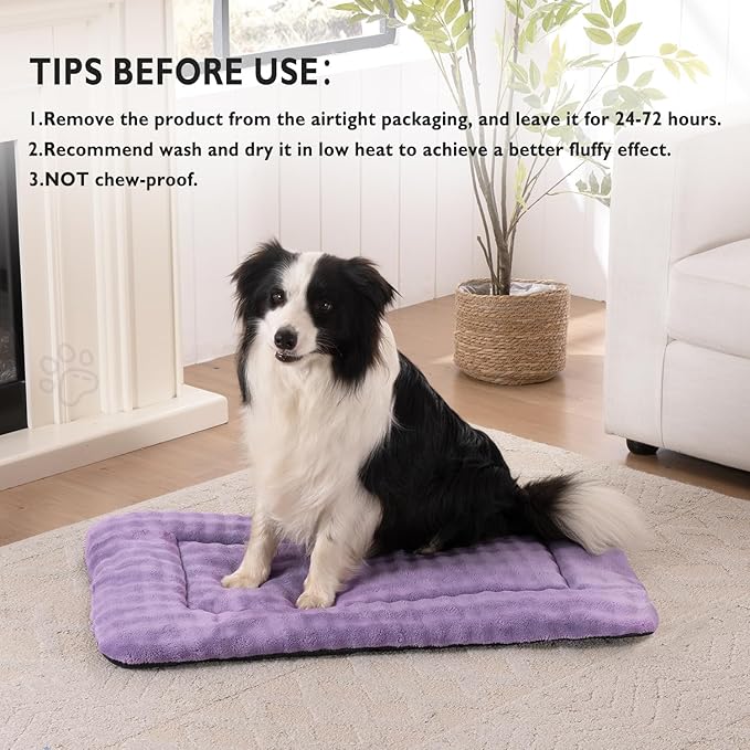 Yaning Dog Bed Mat Crate Pad for Large Dogs, Washable Soft Pet Sleeping Mat Kennel Pad with 3D Bubble Pattern, Dusty Purple, 36"x 23"
