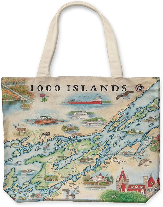Xplorer Maps Canvas Tote Bag with Handles, Cloth Grocery Shopping Bag, Reusable & Eco-friendly Bag, 100% Cotton, Washable