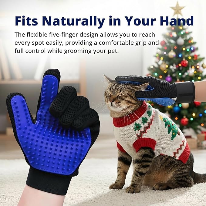 Heusom Silent Groom Pro Grooming Glove for Dogs, Cats, Rabbits & Horses | 2-in-1 Pet Brush & Deshedding Tool | Gentle Bathing & Cleaning for Long & Short Hair | Grooming Supplies for Pet Fur Control