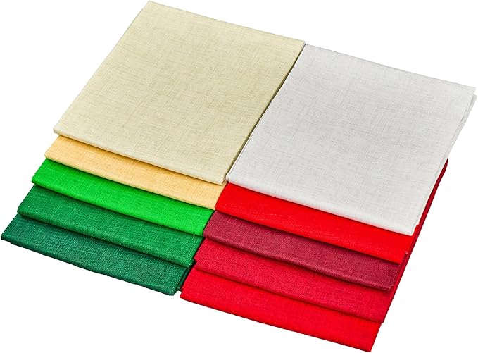 Craftido - 11 Options Solids with Tweed Tonals - Assorted Color Cotton Quilting Fabric Bundles 10pcs Fat Quarters 18"x21" - Medium Weight 5.2oz - for Quilting, Sewing and Crafts - Happy Holiday