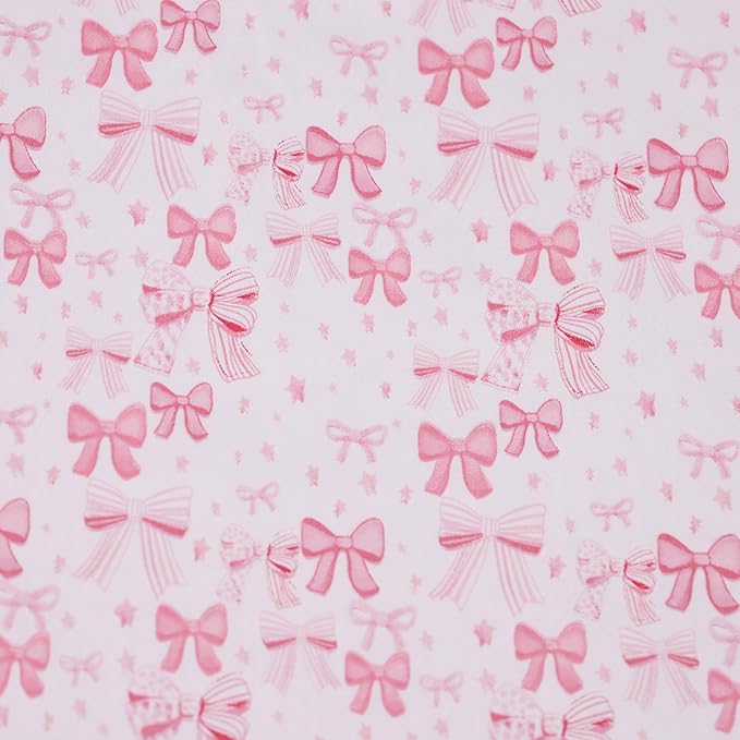 Hanjunzhao 14Pcs Valentines Bow Print Cotton Fat Quarters Fabric Bundles 18 x 22 Inch for Quilting, DIY Bowknot, Hair Accessories, Gift Wrapping, Holiday Valentine Party Home Décor, and Crafts (Bows)
