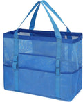 Fammart Mesh Beach Bag, Large Beach Tote with Zipper Pocket for Family Pool Bag for Toys & Vacation Essentials
