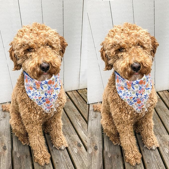 Bubblepup Floral Dog Bandanas, Soft Cotton Girl Dog Bandanas for Small Medium Large Dogs