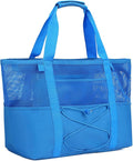 Fammart Mesh Beach Bag, Large Beach Tote with Zipper Pocket for Family Pool Bag for Toys & Vacation Essentials