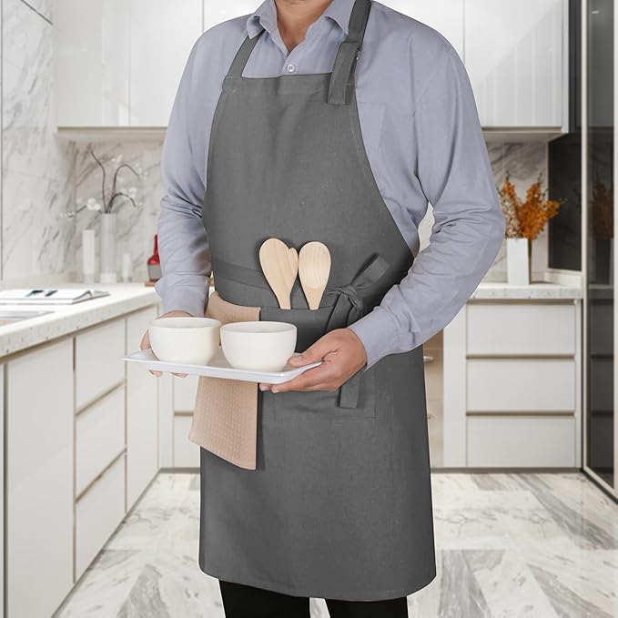 Native Fab Kitchen Apron 2 Pack - 100% Cotton Adjustable, Durable Apron with Pockets, Perfect for Cooking, Baking, Grilling