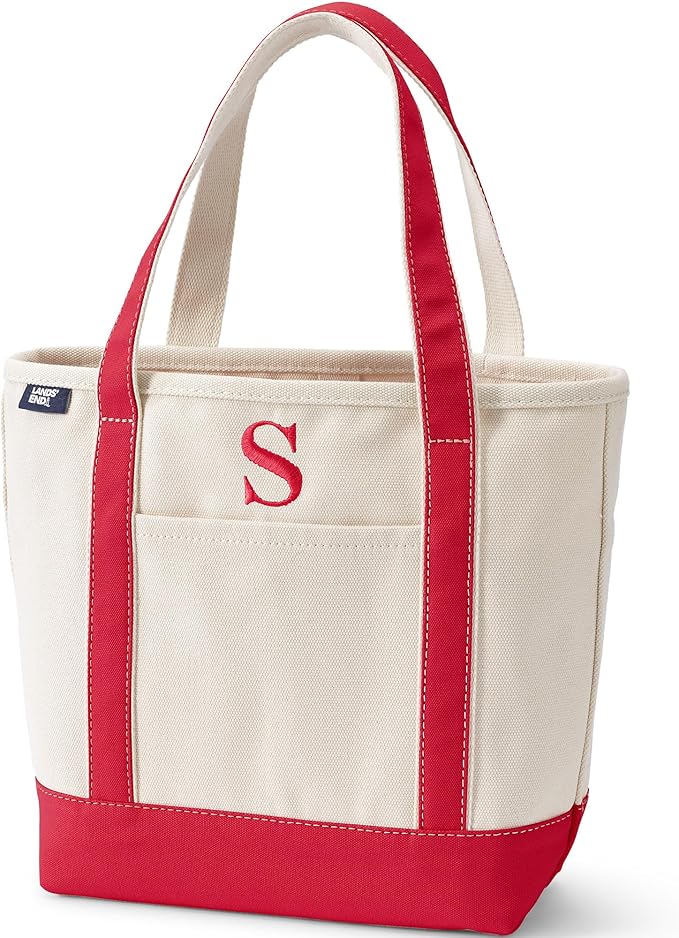 Lands' End Pre-Monogrammed Letter Canvas Tote Bag