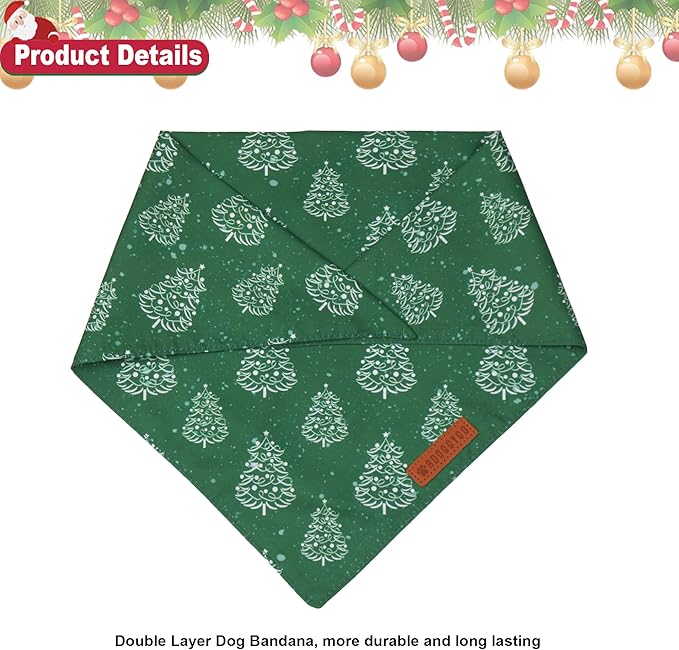 ADOGGYGO Dog Bandana Christmas Pet Scarf Bib Kerchief, Premium Durable Fabric, Multiple Sizes Offered, Red Green Christmas Bandanas Costumes for Medium Large Dogs Pets (Large)