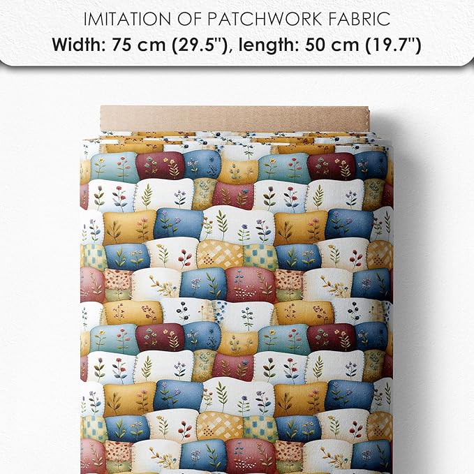Farmhouse Chicken Patchwork Cotton Fabric Panel – 6 Designs (10×10 inch Each) + Bonus Patchwork Sheet 29.5×19.6 inch, 100% Cotton 140 GSM