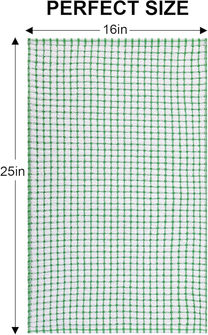 Kitinjoy Cotton 8 Pack Terry Kitchen Towels, 16 x 25 Inches Super Soft and Absorbent Dish Towels, Quick Drying Hand Towels for Kitchen Drying, Green