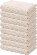 Kitinjoy 100% Cotton Waffle Weave Kitchen Towels, 8-Pack Super Soft and Absorbent Dish Towels for Drying Dishes, Kitchen Hand Towels, 13 in x 28 in, Beige