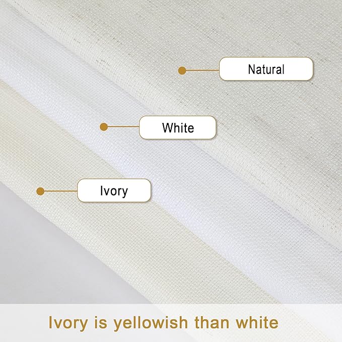 Lecloud Bessie Light Filtering Ivory Curtains 54 Inch Length 2 Panels for Bedroom Living Room, Airy & Privacy Curtains with Dual Rod Pocket, Rustic Window Drapes for Home Decor, Each 30 W x 54 L