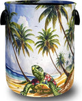 Hawaiian Beach Sea Turtle Laundry Basket Oxford Cloth Turtles Laundry Hamper With Handle Portable Clothes Storage Basket Foldable Funny Laundry Bag 18.9"x16.5" For Laundry Room/Bedroom/Bathrooms