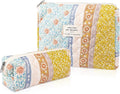 Gosect 2PC Makeup Bag Set, Cute Cosmetic Bag for Women Girls, Floral Coquette Aesthetic Toiletry Bag, Travel Make Up Organizer Bag (Color-Coded Floral)