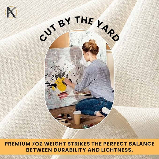 AK Trading CO. | Premium 7oz Natural Cotton Duck Canvas Fabric | 60'' Wide | Arts & Crafts, Upholstery, Home Projects - Lightweight & Durable - Perfect for Crafts, Apparel, and Décor - 5 Yards