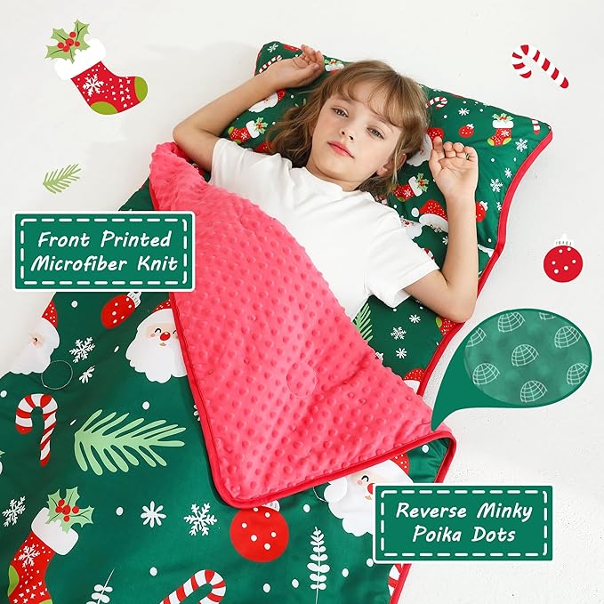 Lasoftan Toddler Nap Mat with Pillow and Blanket, Extra Large Rolled Napping Mats,Slumber Bags for Boys Girls,Kids Sleeping Bag for Daycare, Preschool Travel Camping