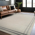 Easy Jute Rugs 8x10 Bordered Bone Color Living Room Indoor Outdoor Area Rug for Patio and Kitchen Rug High Traffic Washable Easy to Clean Solid Boho Woven Design Outside Carpet (8 x 10)