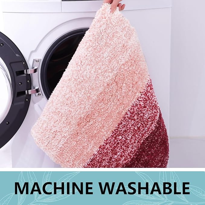Arotive Microfiber Bathroom Rugs, Shaggy Soft and Absorbent Bath Rug, Non-Slip, Thick Plush Machine Washable Dry Bath Mats for Bathroom, Tub and Shower, 30x20, Burgundy, Rectangular