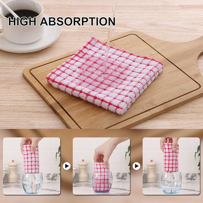 Kitinjoy Cotton 24 Pack Terry Kitchen Towels, 16 x 25 Inches Super Soft and Absorbent Dish Towels, Quick Drying Hand Towels for Kitchen Drying, Mix Colour