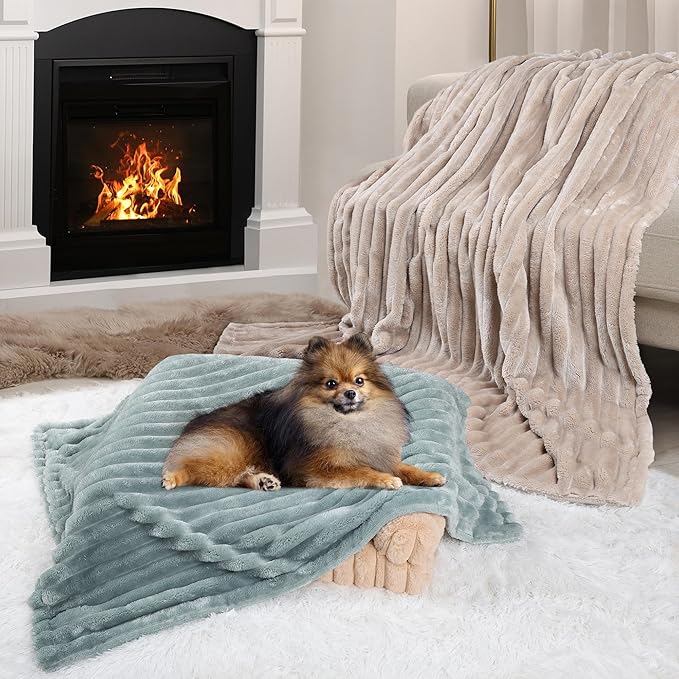ZAKAPAWS Waterproof Dog Blanket, Soft Fleece Blanket for Couch Protector, Reversible Pet Blankets Furniture Protector Cover for Small Medium Large Dogs Cats (Green, 30"x40")