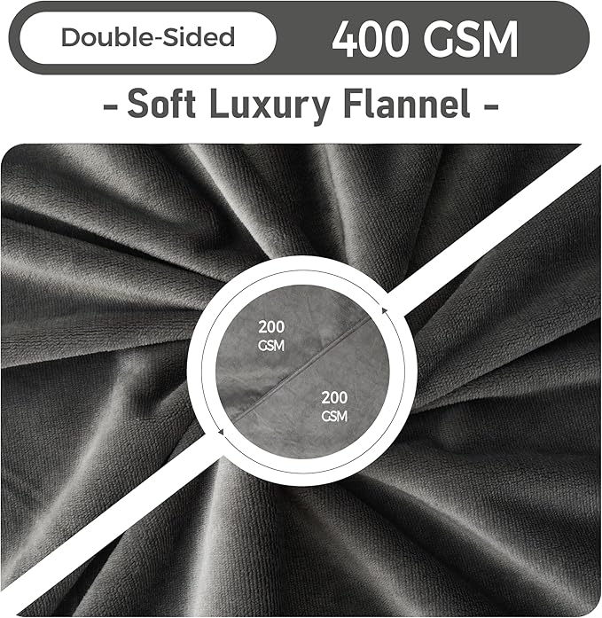 CAPT.SNOOZE Water Proof Blanket 50x60 Inches - Reversible Flannel Blanket for Bed, Sofa,Couch- Spillproof, Leakproof Soft Double-Sided Dark Grey Throw Blanket for Adults, Pets, Couples
