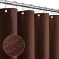 Gibelle Long Shower Curtain 72 x 78, Tall Waffle Weave Textured Fabric Shower Curtain for Bathroom, Water Repellent, Machine Washable, Brown